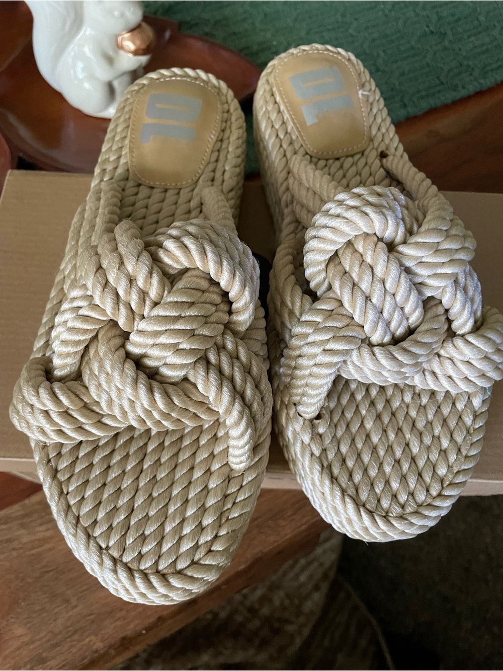 Twisted Rope Slide Sandals - Natural Beige